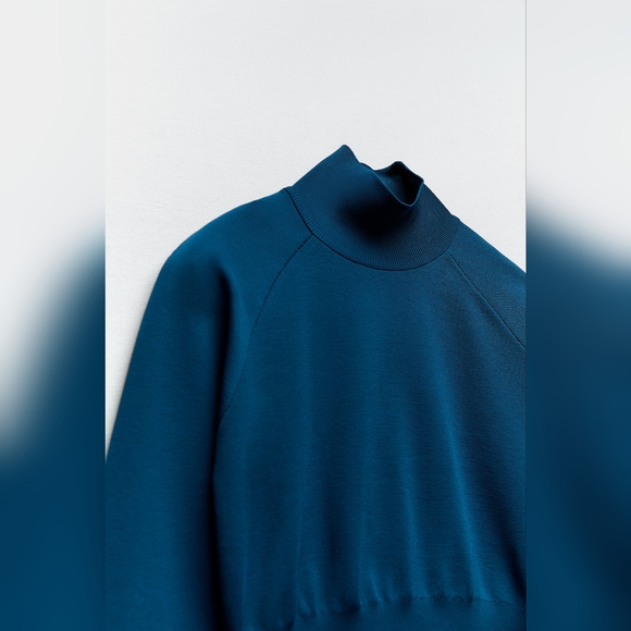 Zara Limited Edition Knit Mock Neck Top with Shoulder Pads - Picture 7 of 8